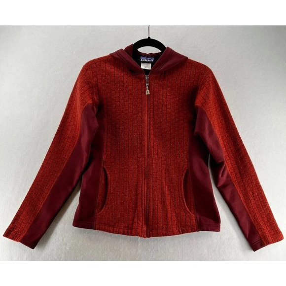 Patagonia Jackets & Blazers - Vtg Patagonia Fleece Jacket Womens Size M Geometric Pattern Hoodie Orange